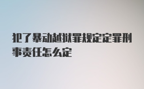 犯了暴动越狱罪规定定罪刑事责任怎么定