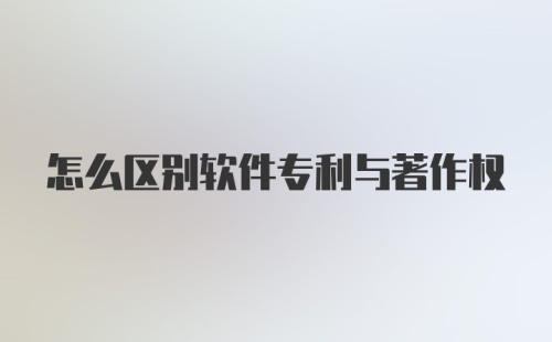 怎么区别软件专利与著作权