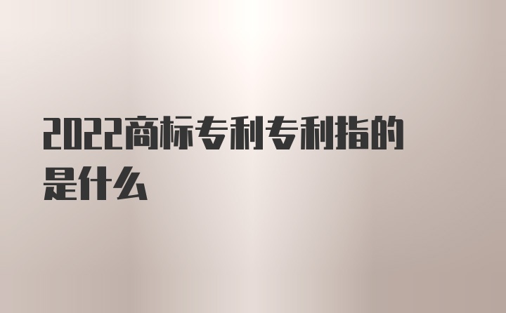 2022商标专利专利指的是什么