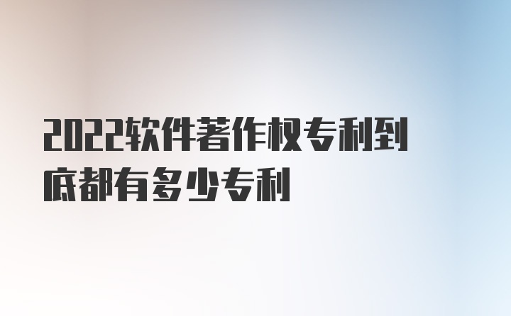 2022软件著作权专利到底都有多少专利