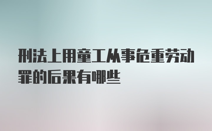 刑法上用童工从事危重劳动罪的后果有哪些