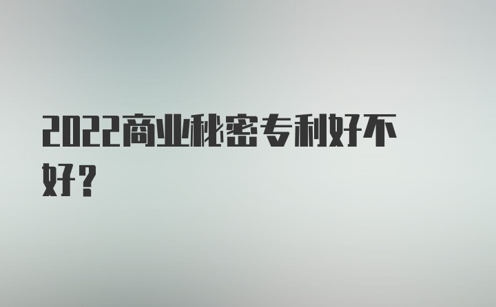 2022商业秘密专利好不好？