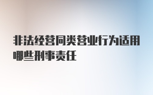 非法经营同类营业行为适用哪些刑事责任