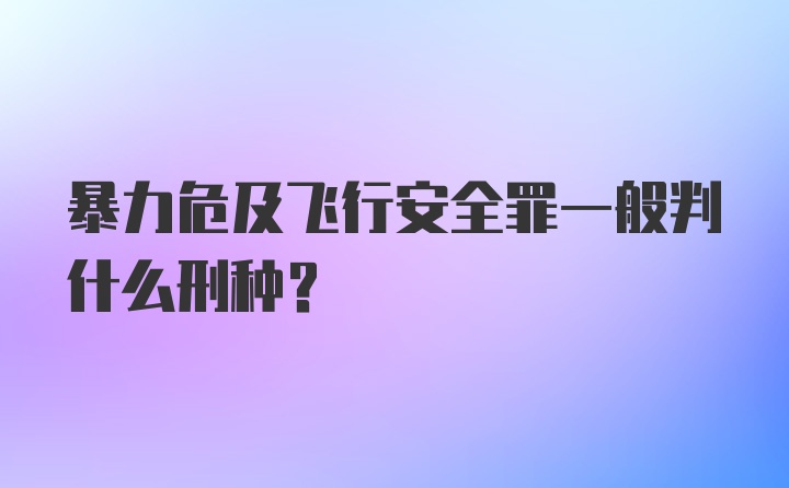 暴力危及飞行安全罪一般判什么刑种?