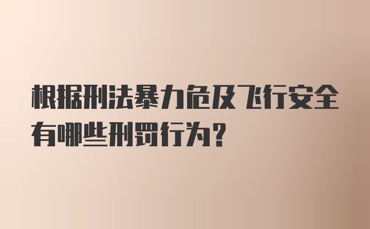 根据刑法暴力危及飞行安全有哪些刑罚行为？