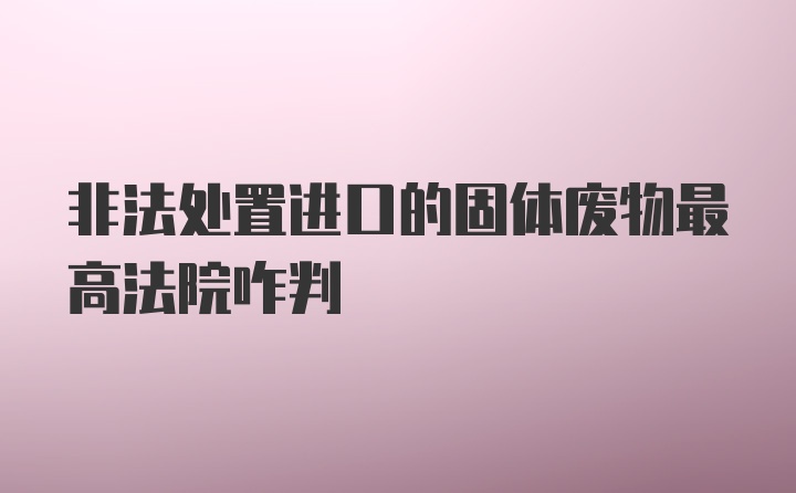 非法处置进口的固体废物最高法院咋判