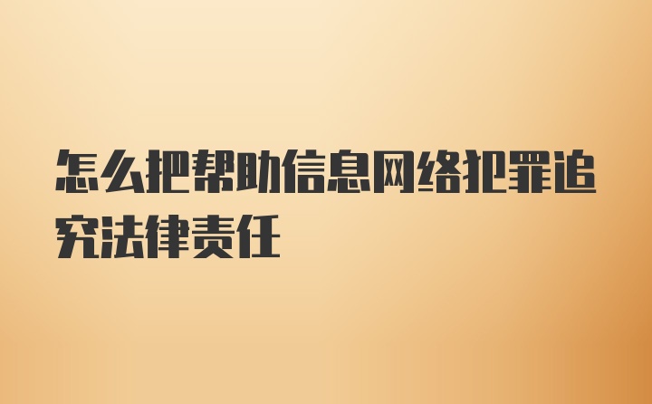 怎么把帮助信息网络犯罪追究法律责任