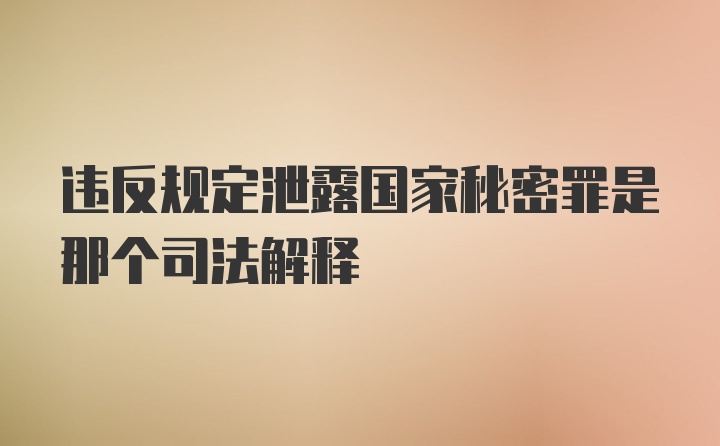 违反规定泄露国家秘密罪是那个司法解释