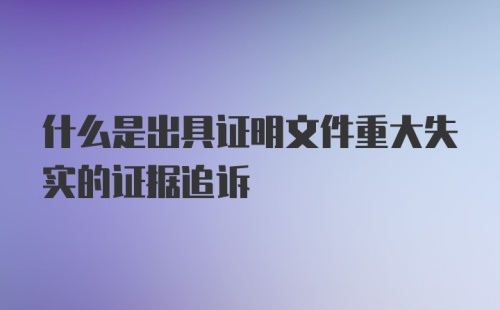 什么是出具证明文件重大失实的证据追诉