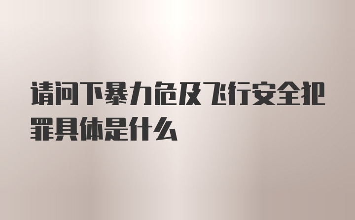 请问下暴力危及飞行安全犯罪具体是什么