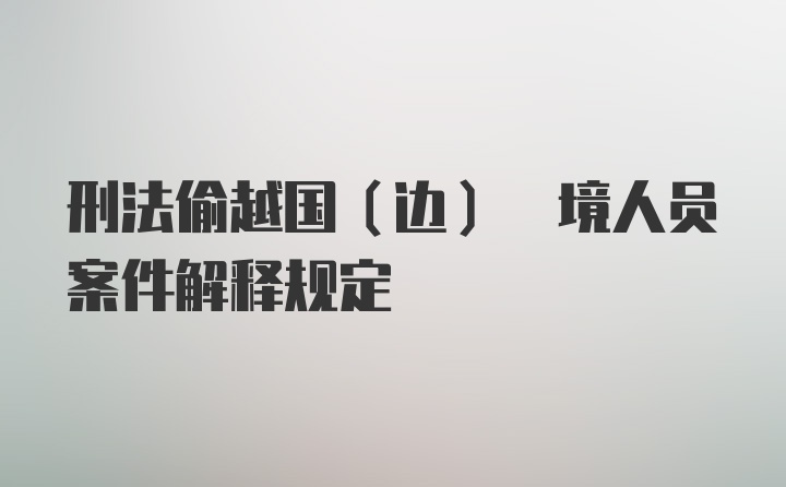 刑法偷越国(边) 境人员案件解释规定