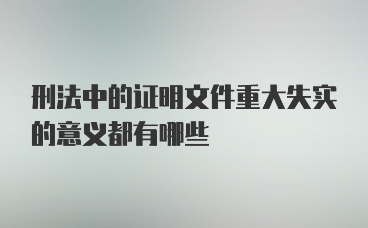 刑法中的证明文件重大失实的意义都有哪些