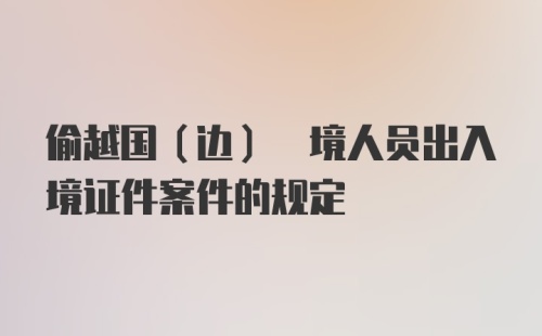 偷越国(边) 境人员出入境证件案件的规定