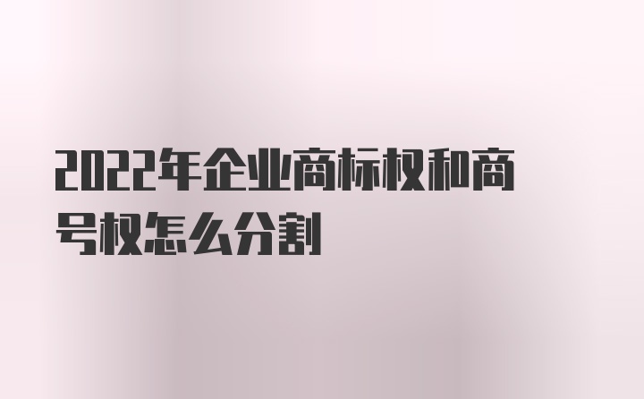 2022年企业商标权和商号权怎么分割