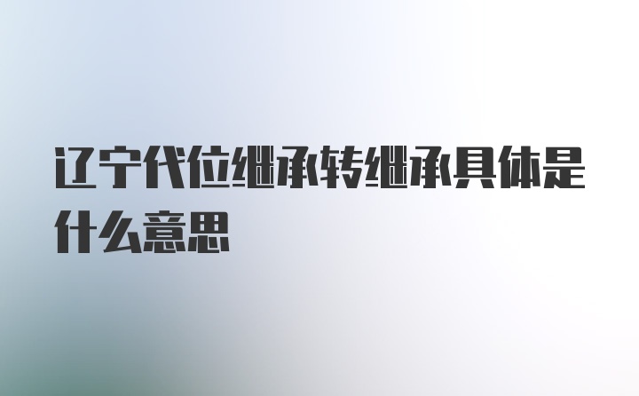 辽宁代位继承转继承具体是什么意思