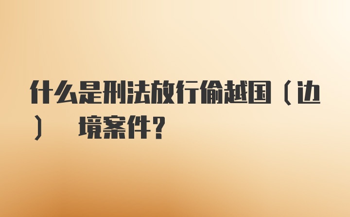 什么是刑法放行偷越国(边) 境案件?