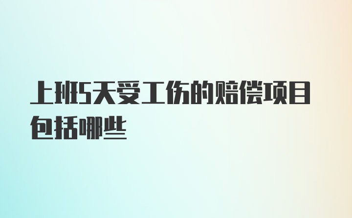 上班5天受工伤的赔偿项目包括哪些