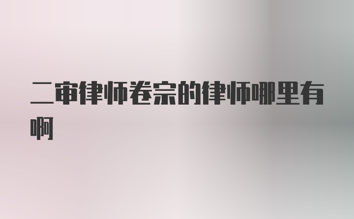 二审律师卷宗的律师哪里有啊