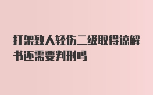 打架致人轻伤二级取得谅解书还需要判刑吗