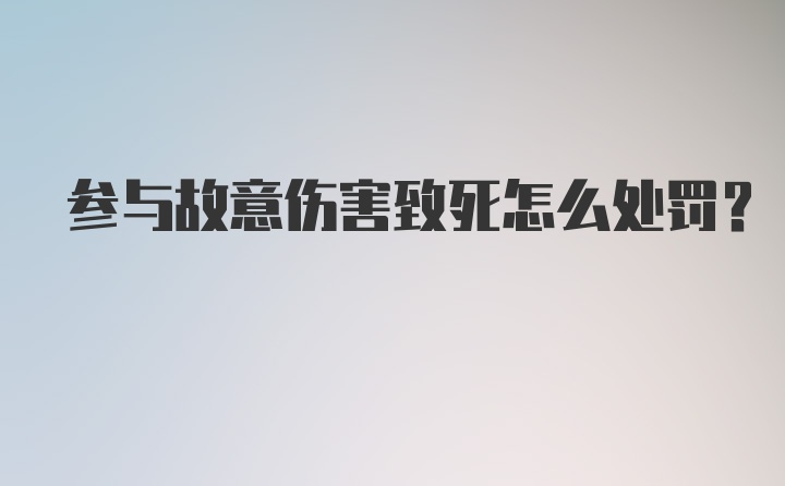 参与故意伤害致死怎么处罚？