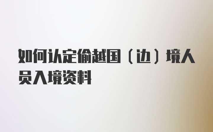 如何认定偷越国（边）境人员入境资料