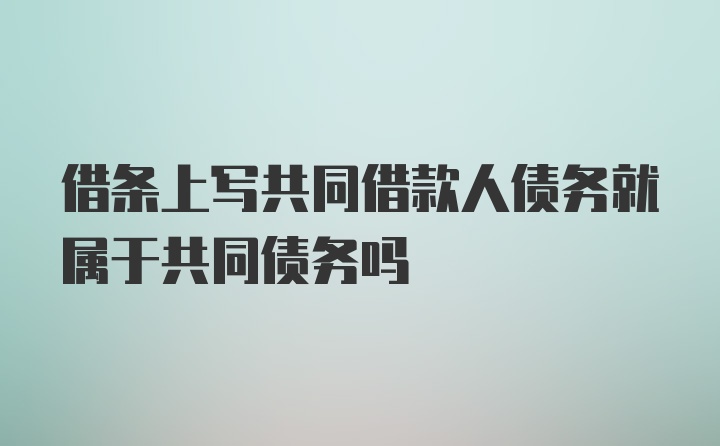 借条上写共同借款人债务就属于共同债务吗