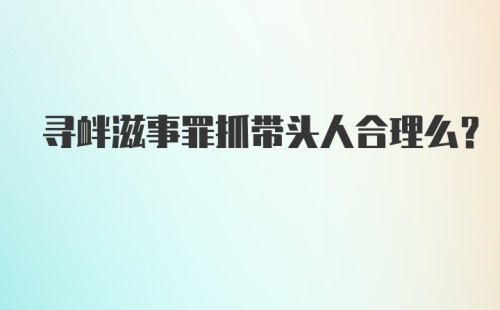 寻衅滋事罪抓带头人合理么？