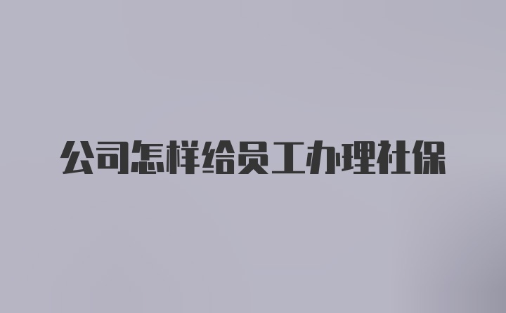 公司怎样给员工办理社保