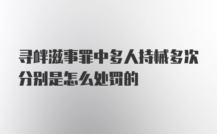 寻衅滋事罪中多人持械多次分别是怎么处罚的