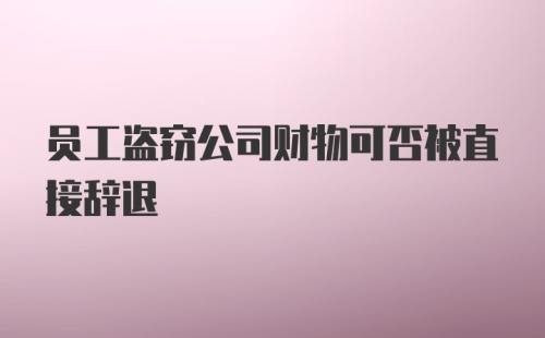 员工盗窃公司财物可否被直接辞退