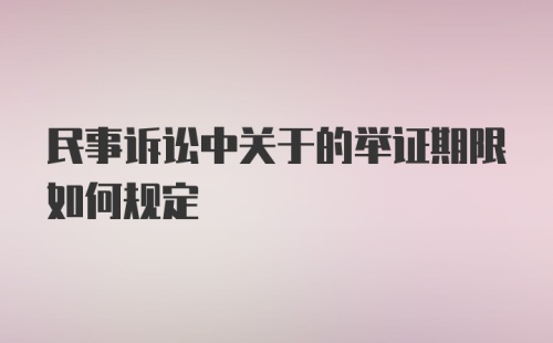 民事诉讼中关于的举证期限如何规定