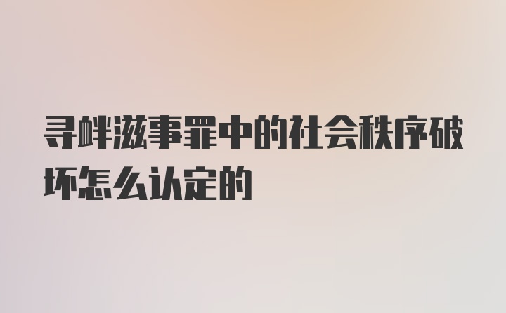 寻衅滋事罪中的社会秩序破坏怎么认定的