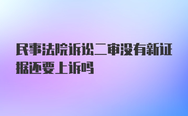 民事法院诉讼二审没有新证据还要上诉吗