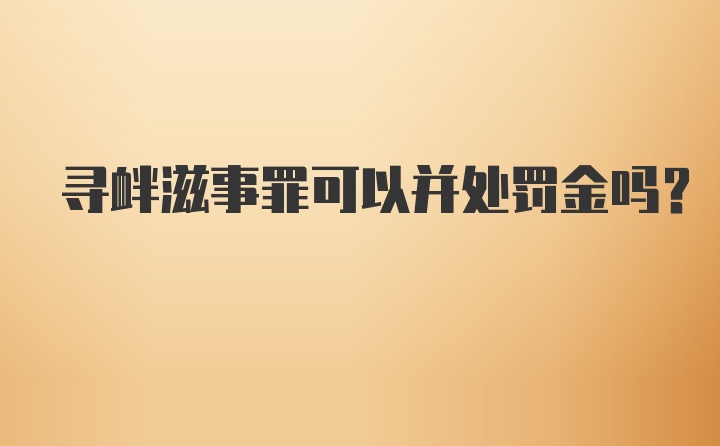 寻衅滋事罪可以并处罚金吗？