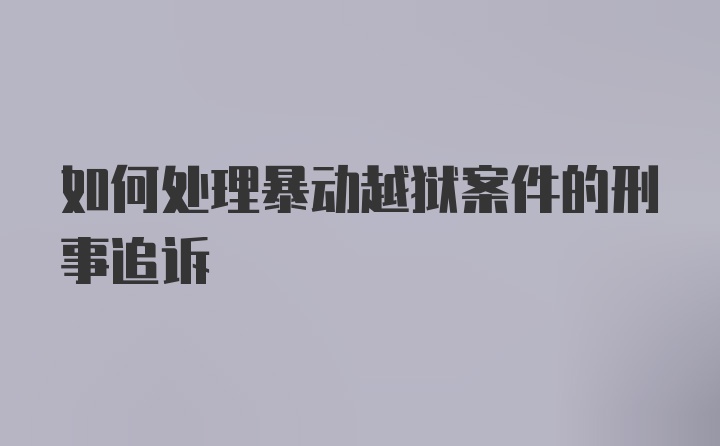 如何处理暴动越狱案件的刑事追诉