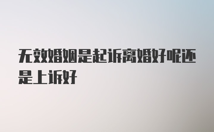 无效婚姻是起诉离婚好呢还是上诉好