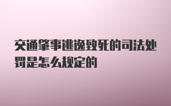 交通肇事逃逸致死的司法处罚是怎么规定的