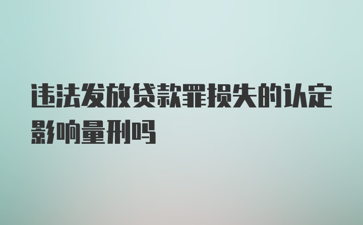 违法发放贷款罪损失的认定影响量刑吗