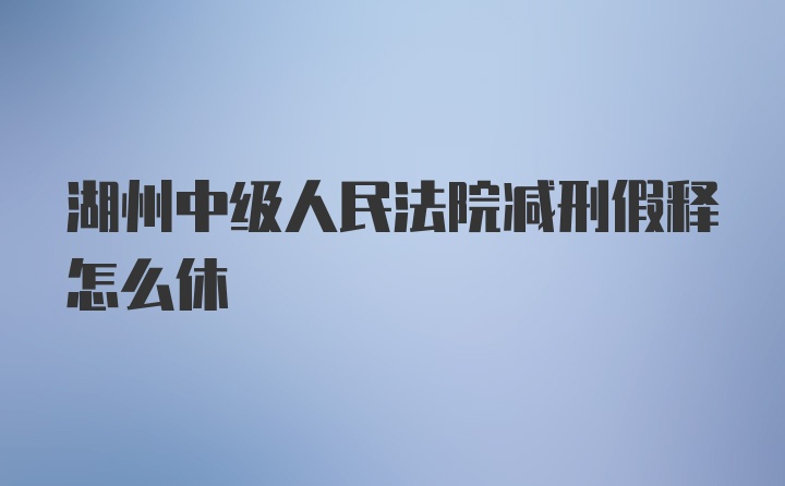 湖州中级人民法院减刑假释怎么休