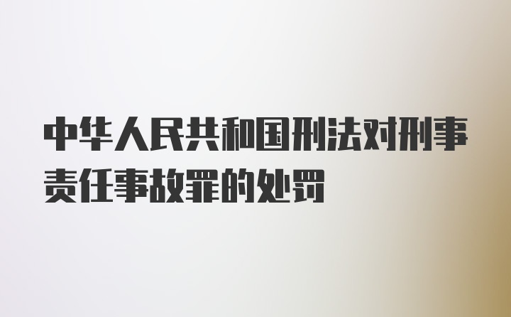 中华人民共和国刑法对刑事责任事故罪的处罚