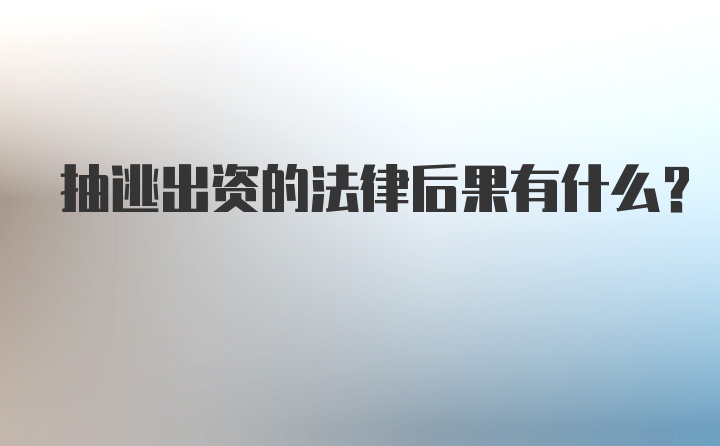 抽逃出资的法律后果有什么？