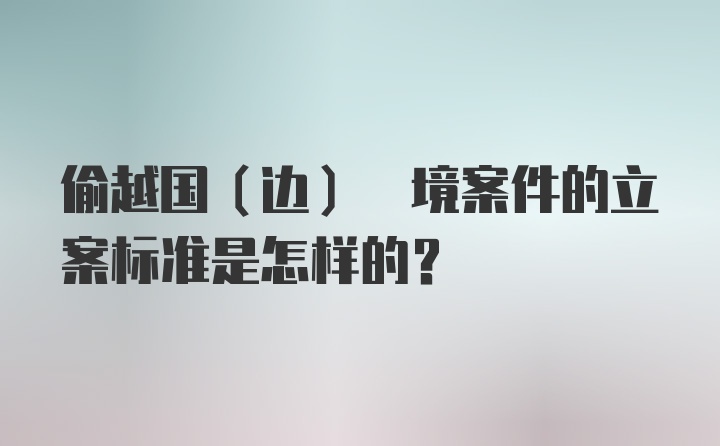 偷越国(边) 境案件的立案标准是怎样的?