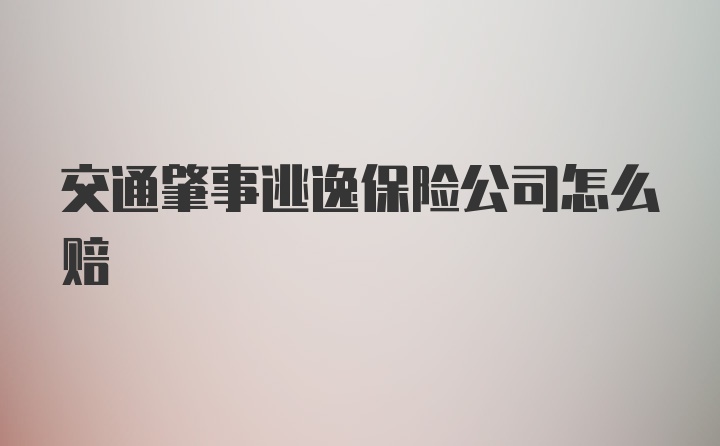 交通肇事逃逸保险公司怎么赔