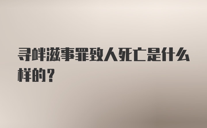 寻衅滋事罪致人死亡是什么样的？