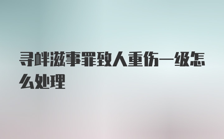 寻衅滋事罪致人重伤一级怎么处理