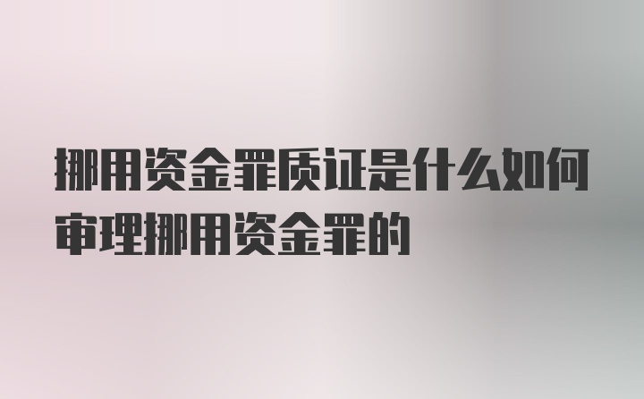 挪用资金罪质证是什么如何审理挪用资金罪的