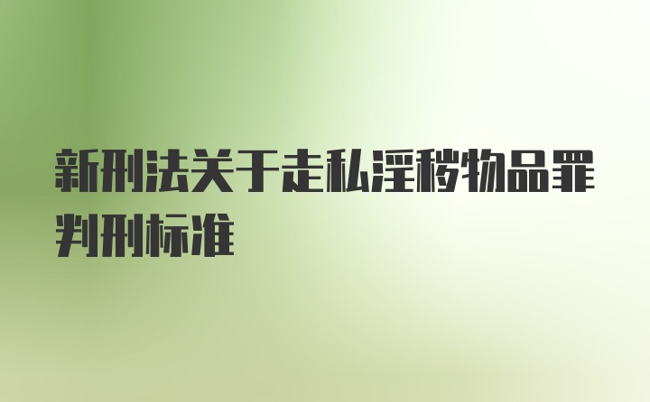 新刑法关于走私淫秽物品罪判刑标准