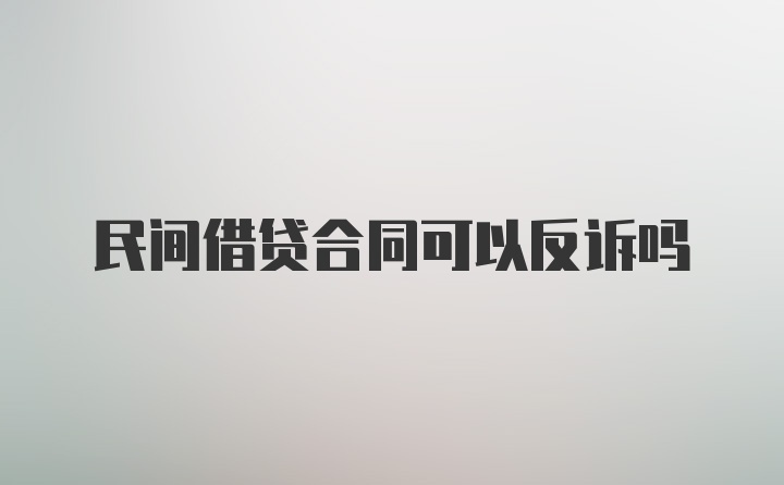 民间借贷合同可以反诉吗