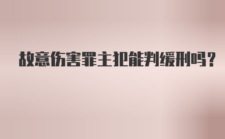 故意伤害罪主犯能判缓刑吗？