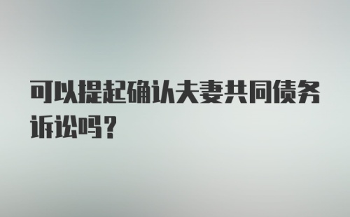 可以提起确认夫妻共同债务诉讼吗？